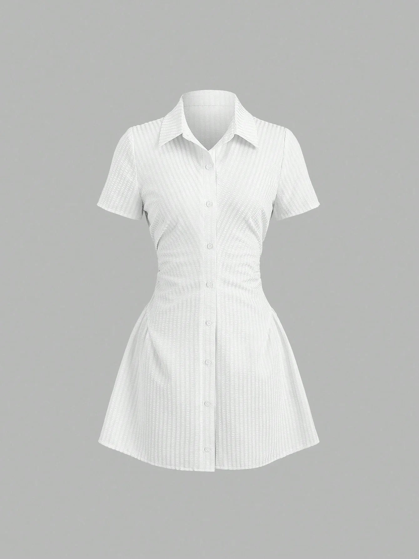 Vestido Curto Feminino Gola V Manga Bufante
