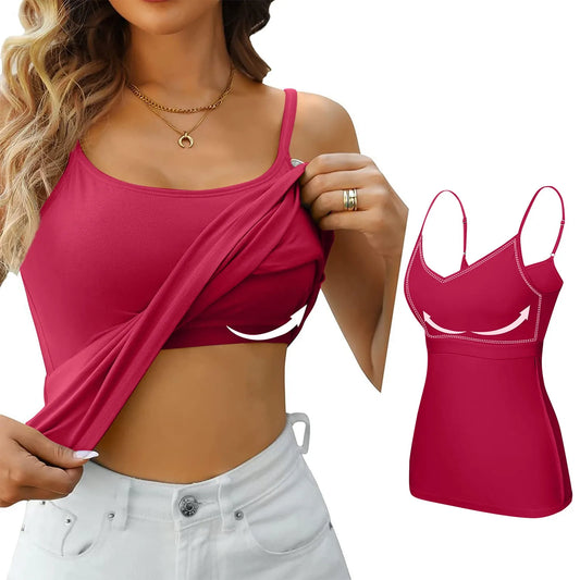 Women's Camisole With Bottom Chest Pad Sexy Oversized Underwear With Chest Pad Summer outerwear Solid color versatile camisas