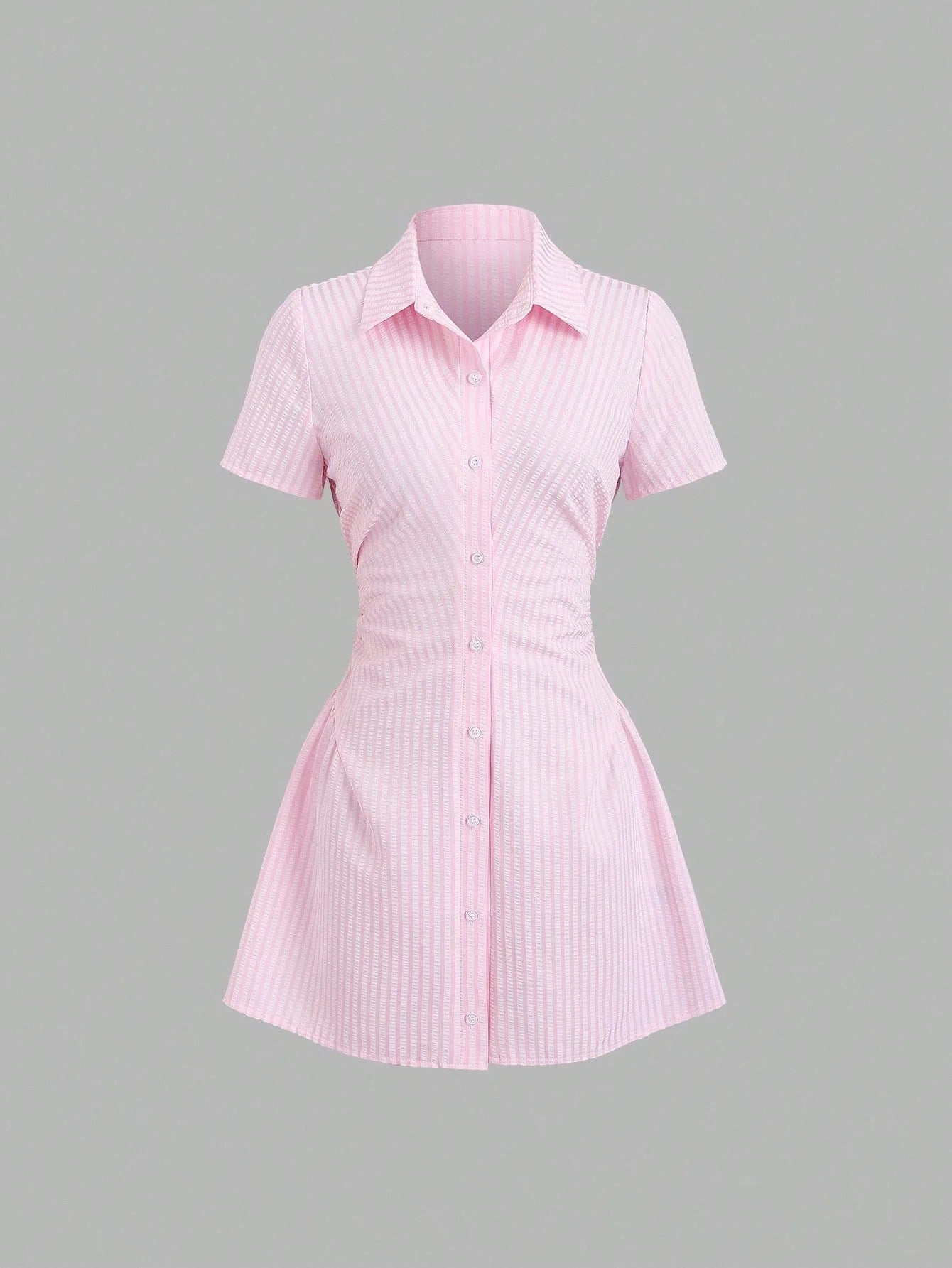 Vestido Curto Feminino Gola V Manga Bufante