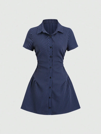 Vestido Curto Feminino Gola V Manga Bufante