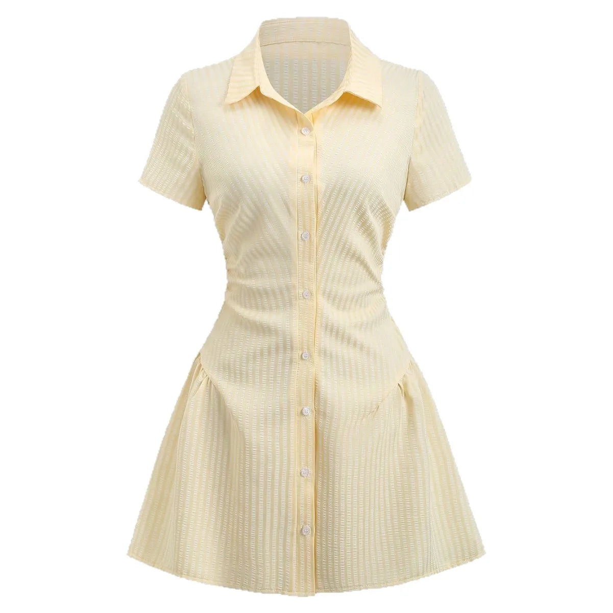 Vestido Curto Feminino Gola V Manga Bufante