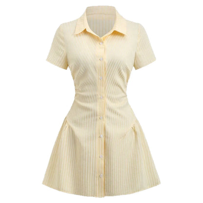 Vestido Curto Feminino Gola V Manga Bufante