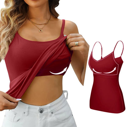 Women's Camisole With Bottom Chest Pad Sexy Oversized Underwear With Chest Pad Summer outerwear Solid color versatile camisas