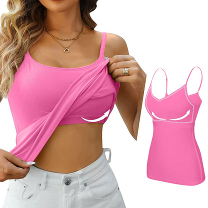 Women's Camisole With Bottom Chest Pad Sexy Oversized Underwear With Chest Pad Summer outerwear Solid color versatile camisas