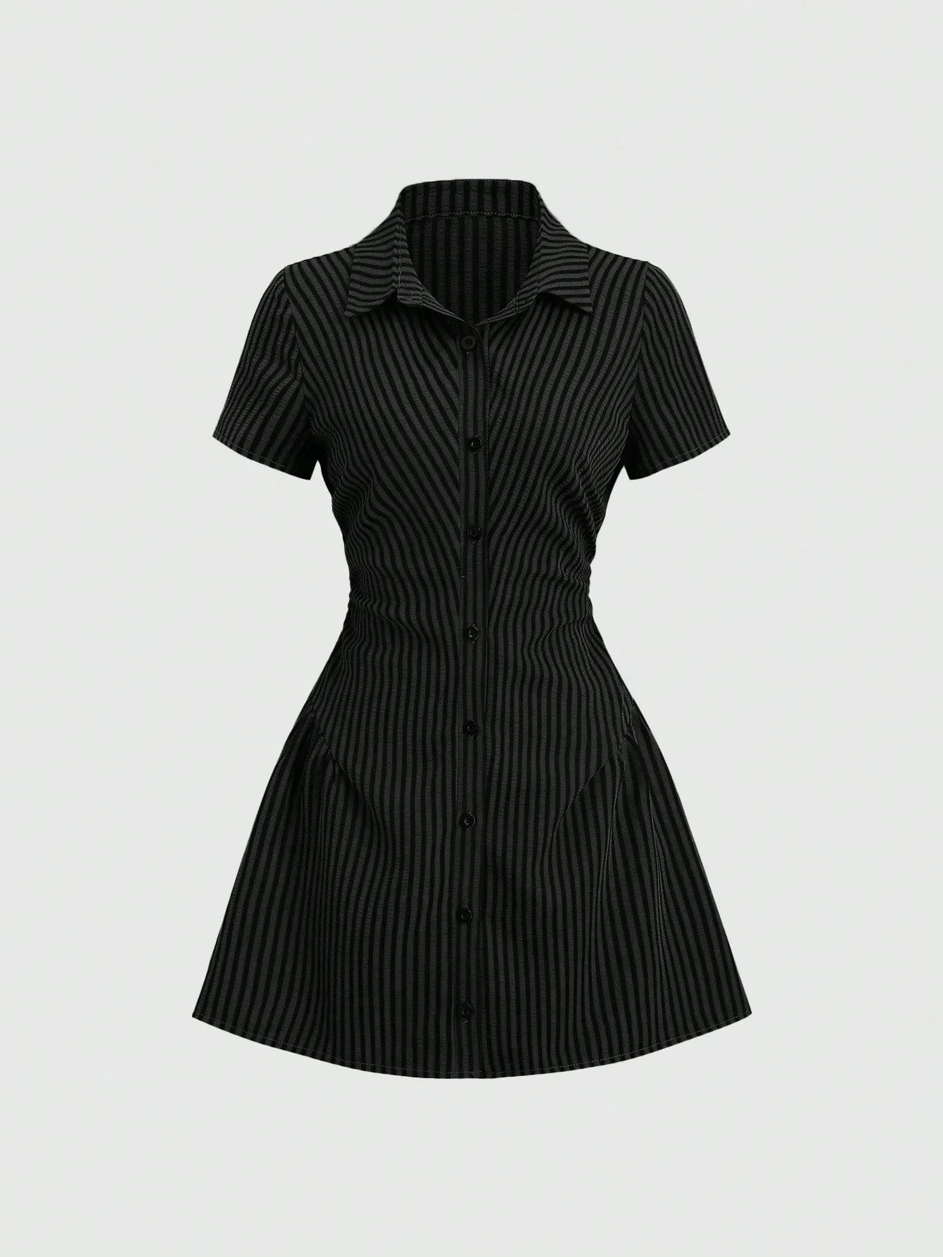 Vestido Curto Feminino Gola V Manga Bufante