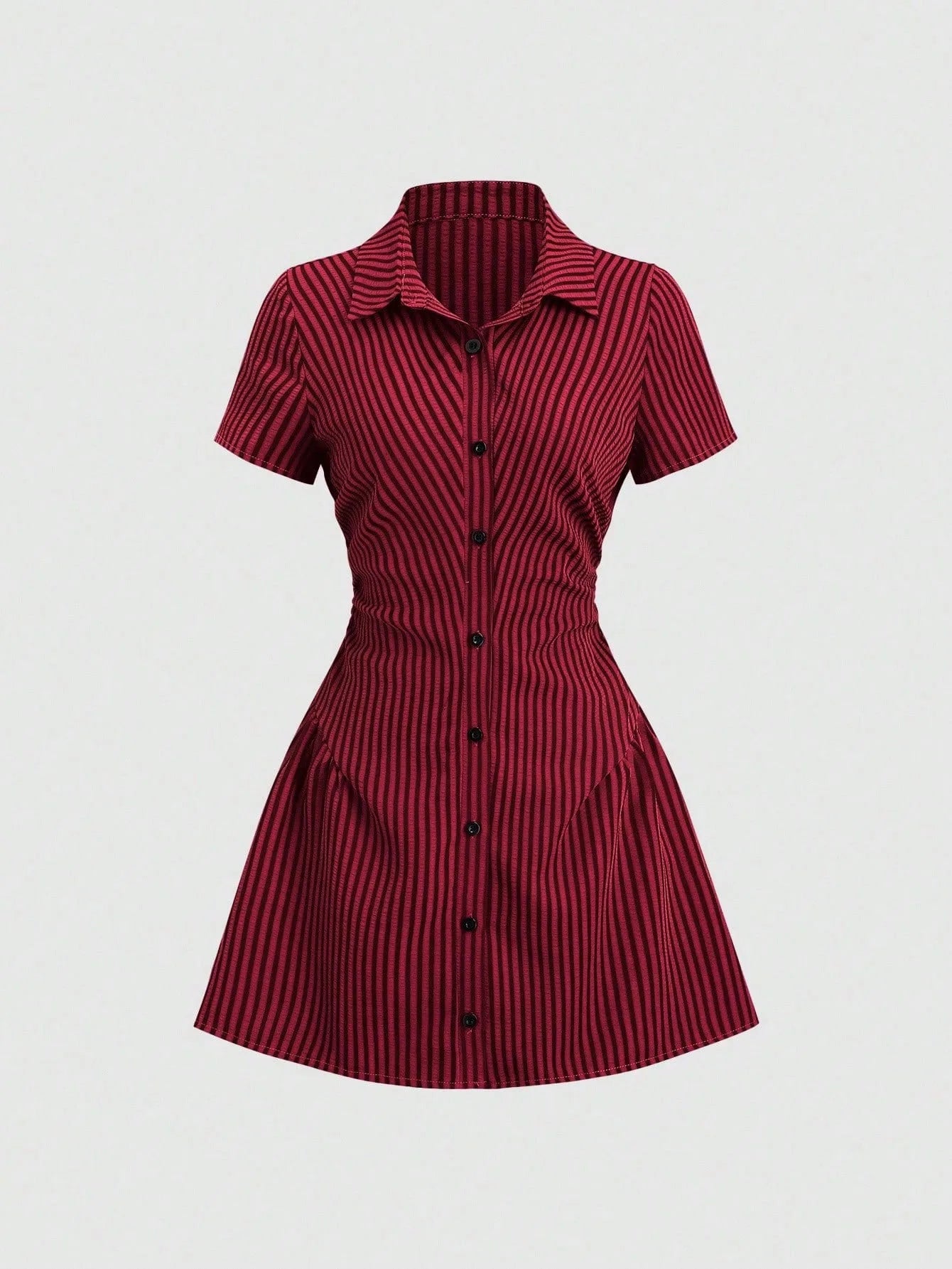 Vestido Curto Feminino Gola V Manga Bufante