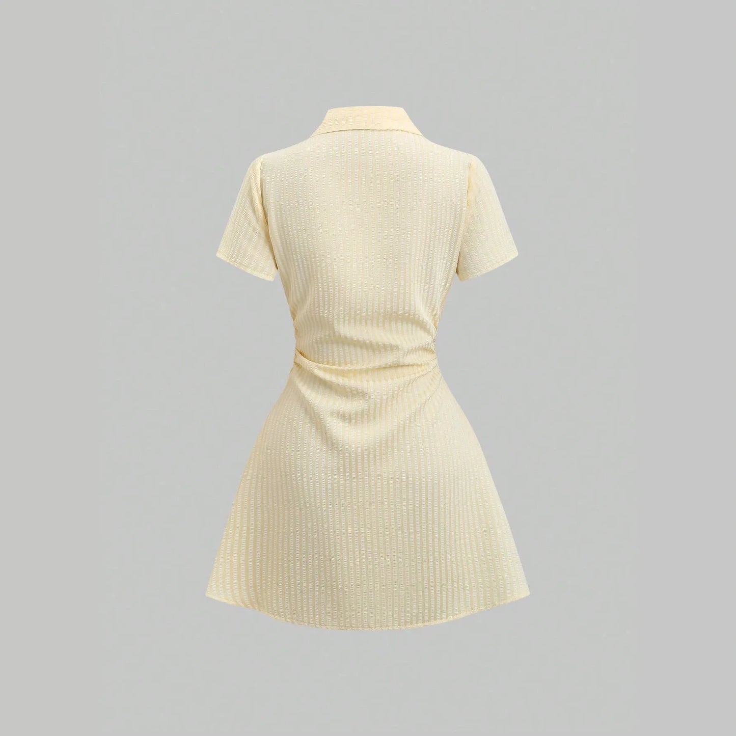 Vestido Curto Feminino Gola V Manga Bufante
