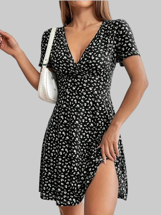 Vestido Feminino Floral Curto Casual Elegante