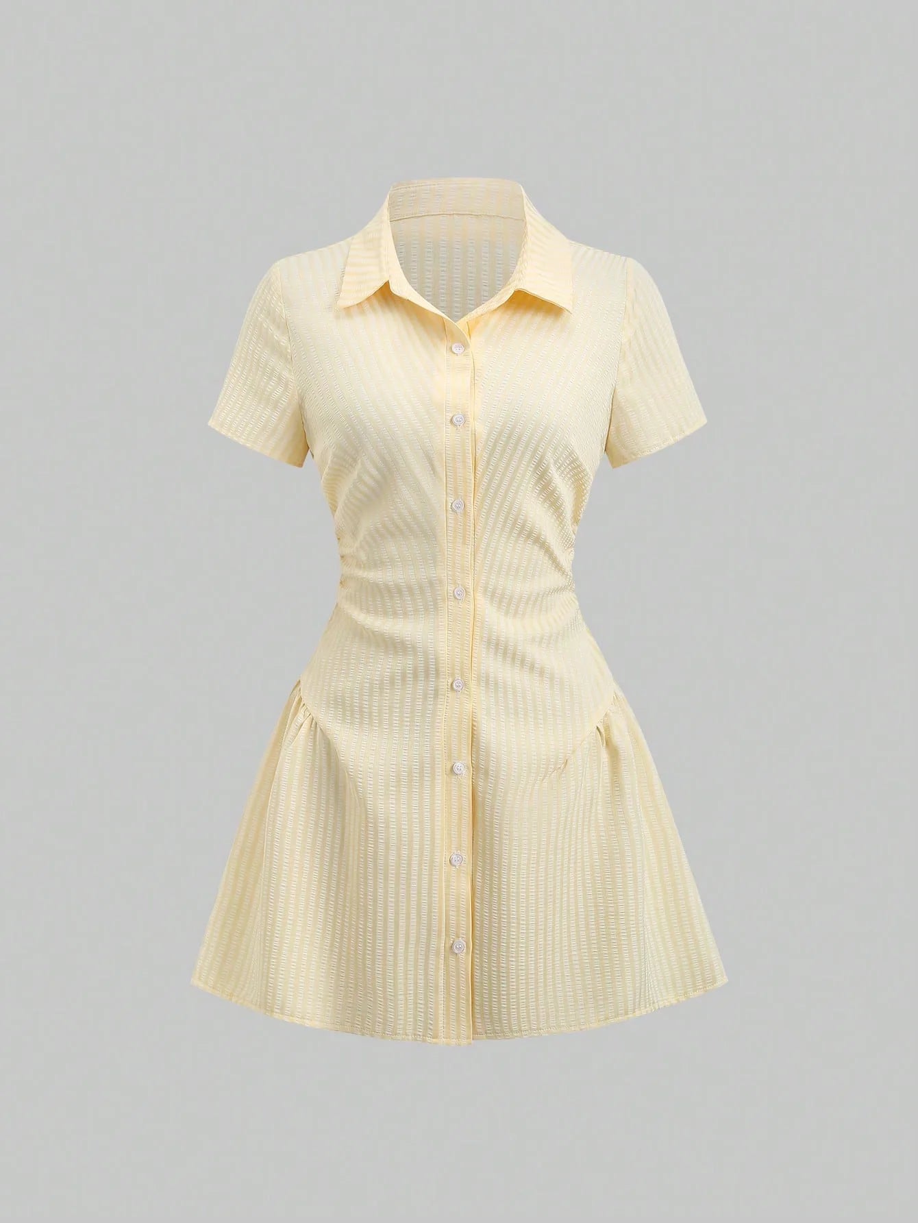 Vestido Curto Feminino Gola V Manga Bufante