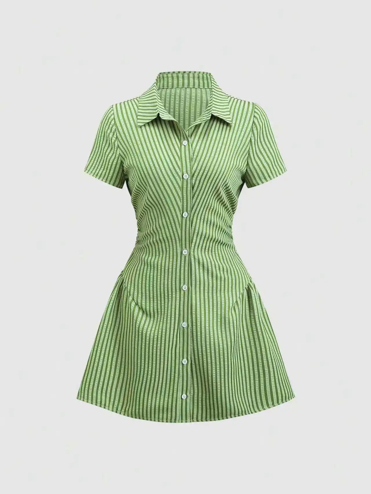 Vestido Curto Feminino Gola V Manga Bufante